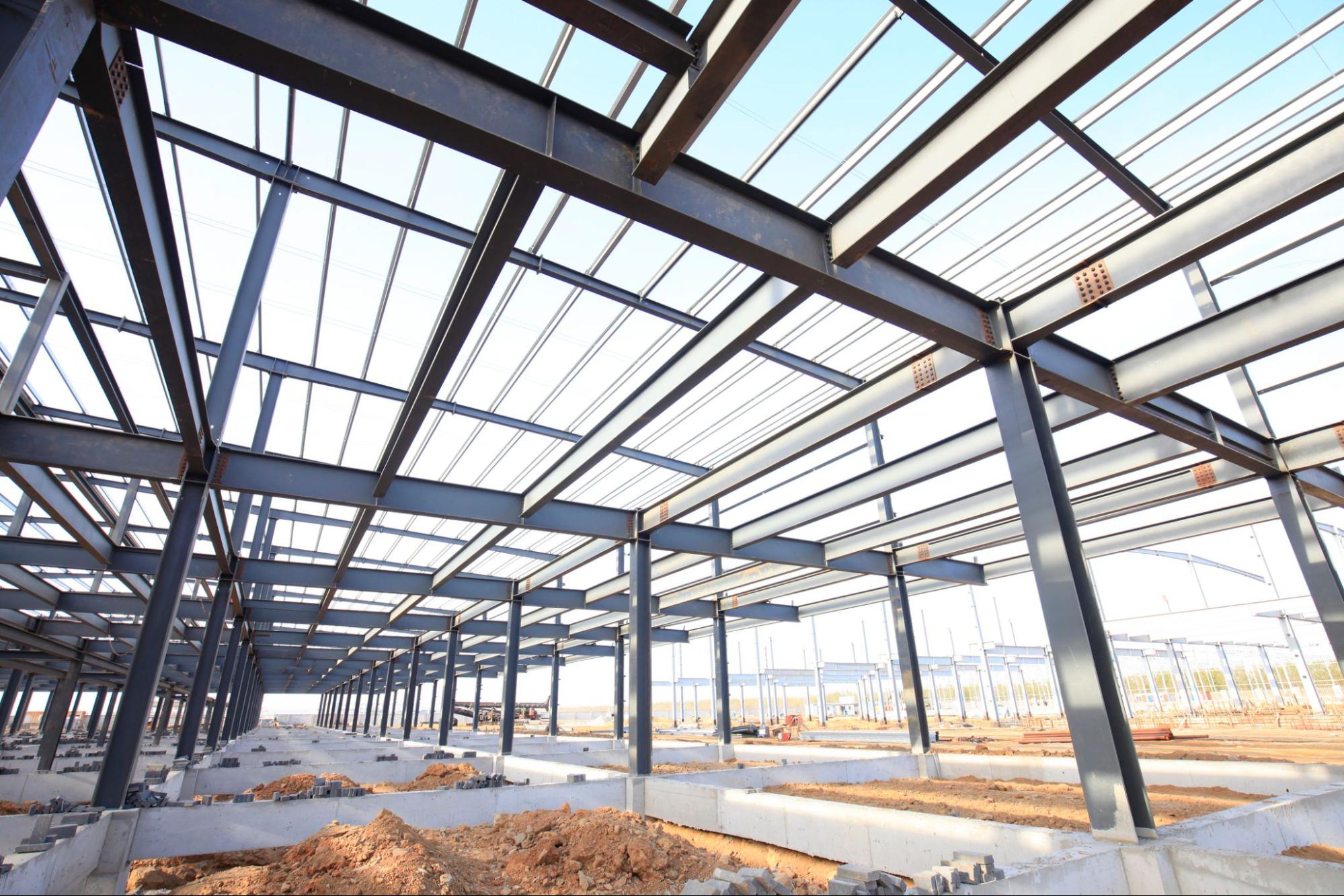 aerial vew of steel building structure