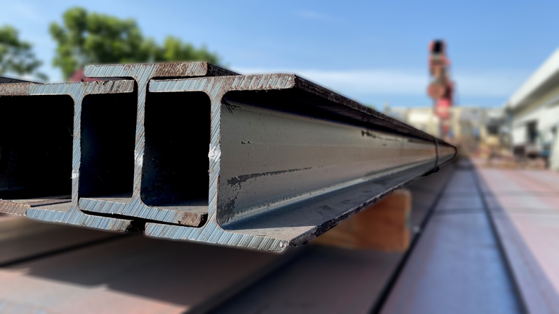 stack of h-beam steel for construction supplies