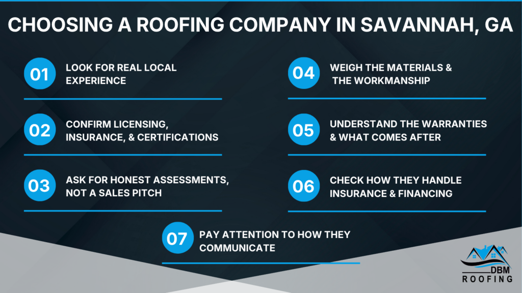 infographic detailing the steps for choosing a roofing company